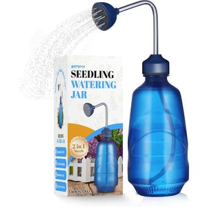 Watering Can 450ML,Succulent Watering Bottle Plant Flower Squeeze Bottle Plastic Bend Mouth Safety Wash Bottle 2 In 1 Spray Head Functionality (Blue)