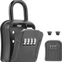 Key Lock BoxPortable Waterproof 4 Digits Combination Lockbox with Removable ShackleResettable Code Safe Security Lock Box for Home, Office, Garage, Apartment Spare Key Storage (1 Pack, Black)