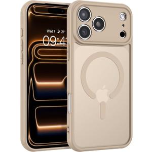BENTOBEN Magnetic for iPhone 17 Pro Max Case, Upgraded [Full Camera Protection] [Compatible with Magsafe] Translucent Matte Phone Case iPhone 17 Pro Max Shockproof Protective Cases, Light Brown
