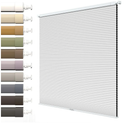No Drill Cellular Shades for Indoor Window, Blackout Cordless No Tool Honeycomb Blinds with Noise Reduction, Thermal Insulated, Easy Install for Home, Office, White, 24x36