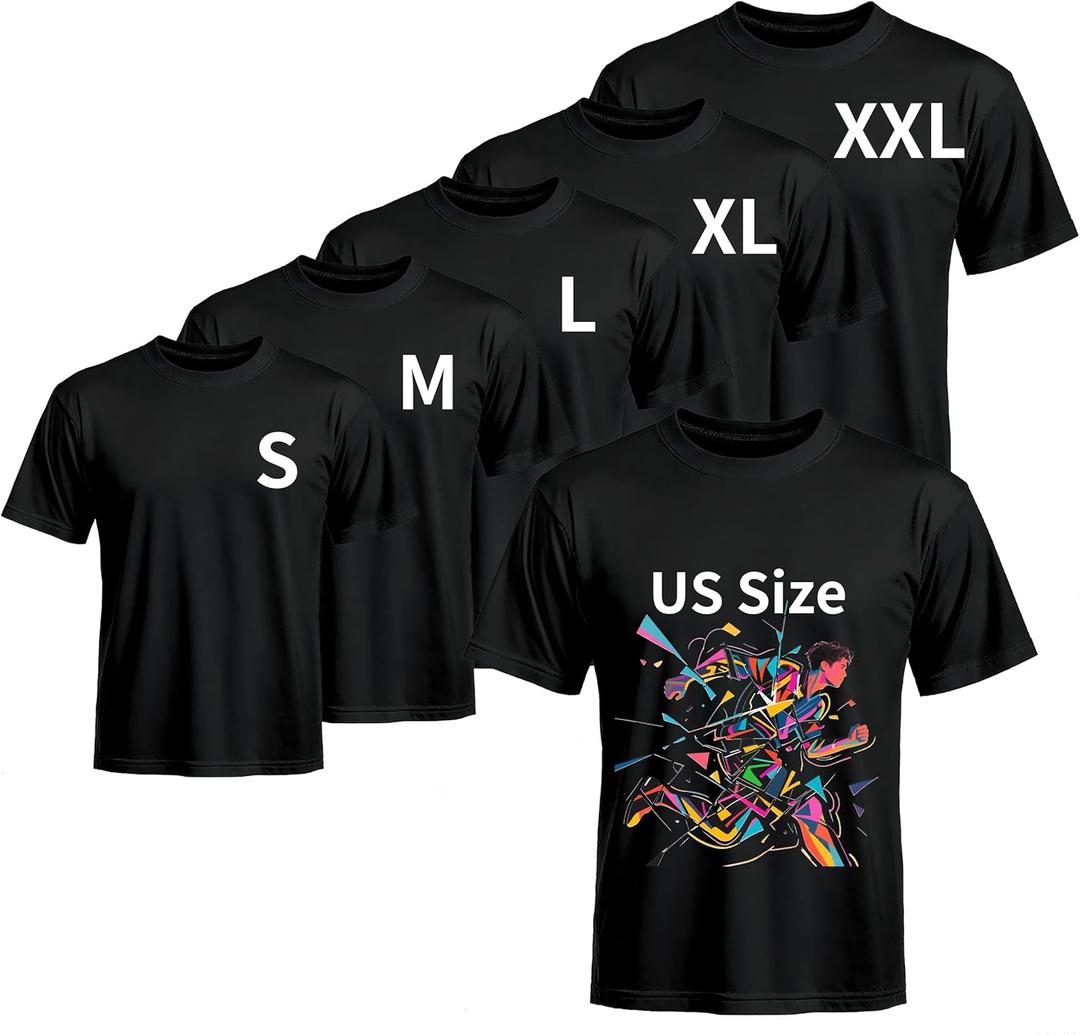 Joyclub 5 PCS Unisex Sublimation Blanks Bulk Polyester T Shirts for Sublimation Crew Neck Short Sleeve Wholesale DIY Gifts, Multi-Size Set: Including S, M, L, XL and XXL US Sizes