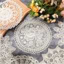 Mimorou 18 Pieces 10 Inch Beige Lace Doilies for Tables Crochet Doilies Vintage Cotton Lace Coasters Handmade Round Placemats Rustic Table Decor for Kitchen Dining Room Wedding Cup Vase Decoration