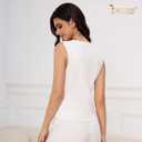 JASGOOD Womens Knitted Sweater Vest Top Trendy Sleeveless V Neck Tank Top (White, S)