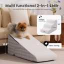 Gardner Pet Dog Stairs for Small Dogs 16.5" H, 2 in 1 Transformable 3-Step Pet Stairs and Ramp, Dog Steps for Couch Bed (13-20 in) Non-Slip Waterproof Cover and CertiPUR-US Certified Foam, Checked