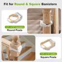 Reinforced Retractable Baby Gate for Stairs & Banister, 55" Wide Mesh Dog Gate, One-Handed Dual Lock Safety Gate for Kids & Pets, Fits Round & Square Posts (White)