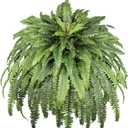 Artificial Ferns for Outdoors, 68" Fake Fern Artificial Plants Large, UV Resistant Faux Boston Fern Suitable for Porch Planters Home Indoors Entrance Patio Garden Porch (1 Stem) (Dark Green)