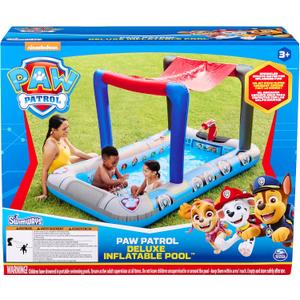 Swimways Paw Patrol Deluxe Inflatable Pool, Above Ground Pool with Canopy and Fast Inflation for Kids Aged 3 & Up