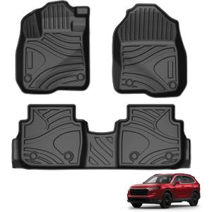Powerty Floor Mats for Honda CR-V 2023-2026 2027 (Include Hybrid) All Weather 3D TPE Anti-Slip Car Liners for 1st & 2nd Row Accessories