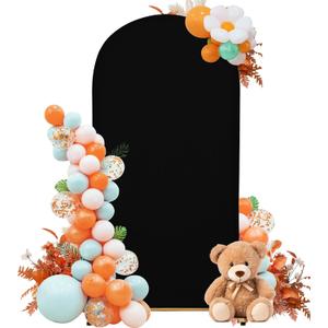 7.2FT Wedding Arch Cover Stretchy Spandex Fabric Backdrop for Arch Stand Ideal for Wedding Ceremony, Birthday Party, Baby Shower & Photo Booth Decoration (Black)