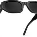 WearMe Pro - Women's Chunky Narrow Rectangular Sunglasses - Polarized, Lightweight Acetate, 100% UV Protection (Black Frame / Black Lens)