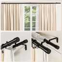 Abiglifty Double Curtain Rod 31 to 85 Inch, 1 Inch Telescoping Double Curtain Rods for Windows, Black Double Curtain Rod with Classic Cap Finial, Black
