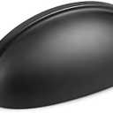 HOMOTEK 5 Pack Drawer Bin Cup Pulls Dresser Pulls for Cabinets Matte Black - 3 Inch Hole Centers Furniture Handles,Kitchen Cabinet Hardware