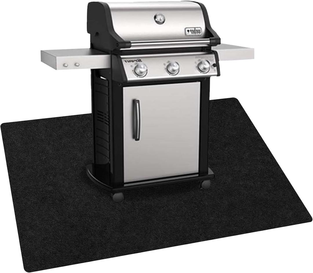 AiBOB Under Grill Mat, Premium Outdoor BBQ Mats Protect Decks and Patios, Absorbent Liquids Pad Under Grills, Reusable, Waterproof, 36x50 Black