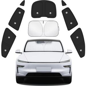 8pcs Car Window Shades for Tesla Model Y 2025 2026 Upgrade with Suction Cups [Suction No-Fall] | Full Coverage Window Covers Sunshades for Camping | Privacy Window Shade for Front, Rear, Side Windows
