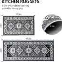 Boho Kitchen Rug Sets 2 Piece with Runner, Non-Slip Kitchen Mats for Floor Stain-Resistant and Washable Kitchen Rugs and Mats Grey Kitchen Floor Mat Runner Carpet for Kitchen, Hallway, Easy to Clean