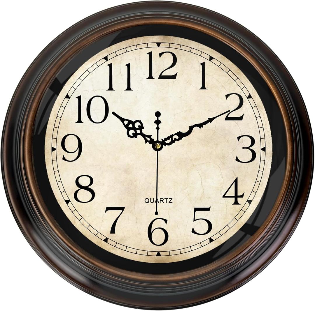 Vintage Wall Clock 16 Inch Quartz Silent Non-Ticking Analog Clock Battery Operated Rustic Round Decorative Clock for Living Room Kitchen Home Office Classroom