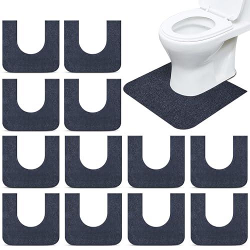 Drydiet 12 Pack Toilet Mat Round Commode Potty Training Urinal Mats Rubber Toilet Training Rug Pads Absorbent Rugs U Shaped Urinal Floor Mats for Bathroom Restroom, Gray (Classic Style)