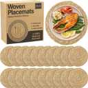 Elcoho 20 Pieces Round Woven Placemats 12 Inch Boho Rattan Placemats Farmhouse Braided Place Mats Woven Plate Chargers Rustic Wicker Table Mats for Dining Table