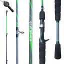 Spinning & Casting Fishing Rod, Durable Carbon & Glass Composite Blank, ML Power, Ceramic Guides, Fluorescent Strike Tip, Split Handle, Gift-Ready, Freshwater/Saltwater, LTWQB198-6'6"