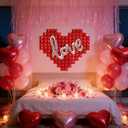 2 x Heart Balloons Valentines Day Decorations - Red Pink Love Shaped Balloon for Birthday Party Decorations Wedding Decor Engagement Holiday