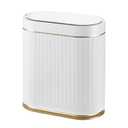 Bathroom Trash Can with Lid Automatic 2 Gallon Motion Sensor Garbage Bin, 7.5 Liter Smart Trash Bin with Stripes, Plastic Garbage Can, Narrow Trash Can for Bedroom, Office, Bathroom (Golden)