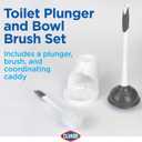 Clorox Toilet Plunger and Bowl Brush Combo Set with Caddy, 6.75" x 7" x 19.5", White/Gray, Pack of 2 - Plunger and Toilet Bowl Brush, Heavy Duty Plunger, Toilet Cleaning Brush, Freestanding Caddy