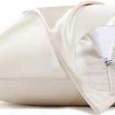 Bedsure Satin Pillowcase for Hair - Beige Satin Pillow Cases Standard Size with Zipper 2 Pack, Similar to Silk Pillow Cases for Skin, Silky & Soft, Gifts for Women Men, 20x26 Inches