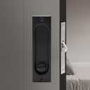 Rectangle Pocket Door Lock, 304 Stainless Steel Privacy Pocket Door Hardware, 5 7/10 inch*1 7/10inch Matte Black Sliding Pocket Door Handle,for 1 3/8 to 2 3/16 Thickness Door