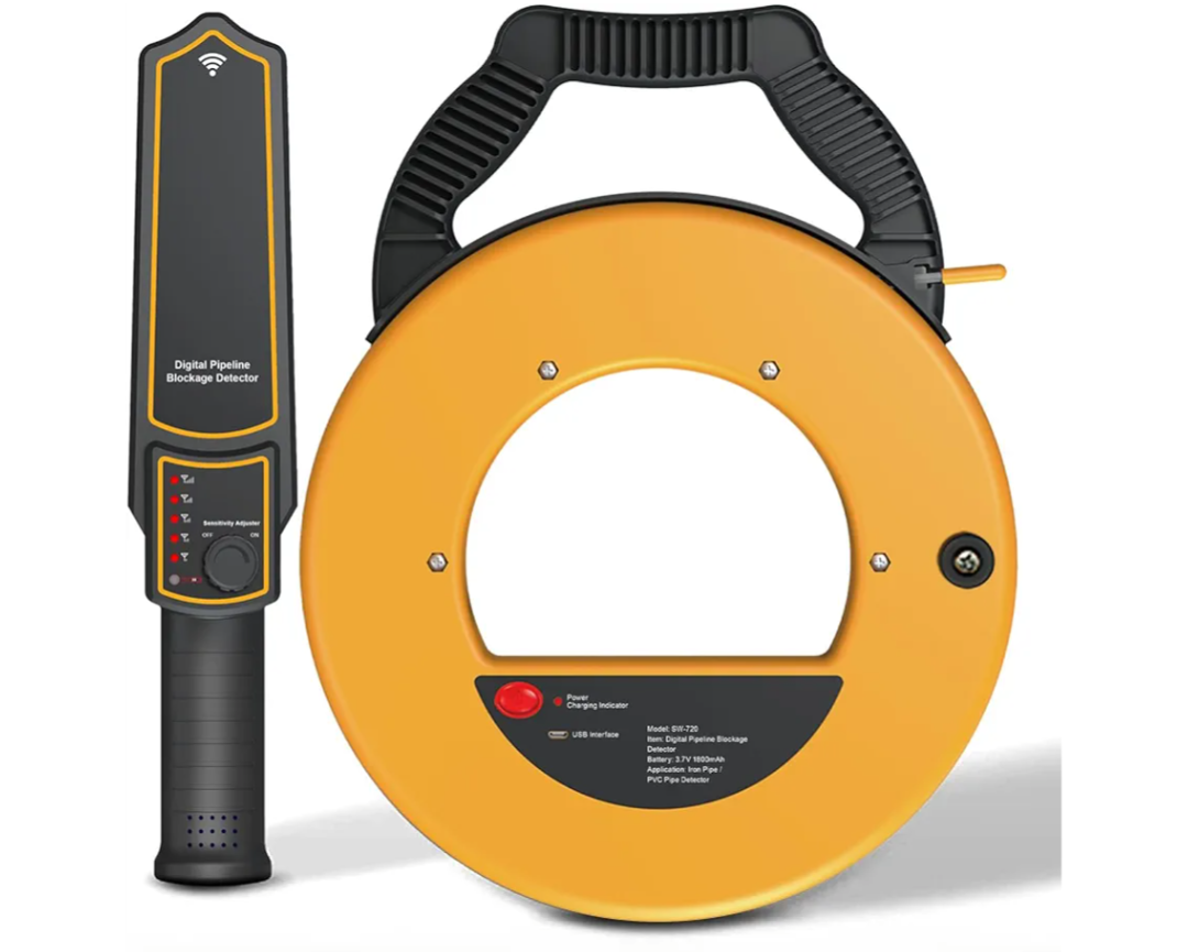 GOYOJO Pipeline Blockage Detector Locator, 30M Electromagnetic Induction Pipe Locator for Metal &PVC Pipes, 40Cm Penetration Depth,&Accessories for Acc Urate Detection, Includes Transmitter, Receiver