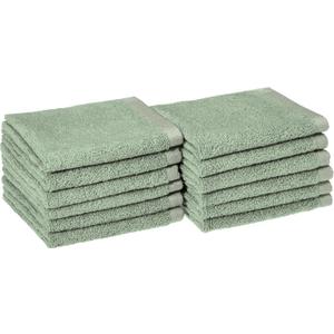 Amazon Basics Cotton Washcloths, Quick-Dry, 12" x 12", 12-Pack, Seafoam Green