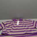 Womens Striped Polo T-Shirts Oversized Short Sleeve Top Cotton Color Block Loose Basic Tee Casual Tunics Summer Spring Tops (Small, Purple Sliver)