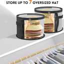 Oversized Clear Hat Box Storage for 7 Caps, Portable Cowboy Hat Box with Zipper for Women Men Travel, Hat Case Hat Organizer (Gray,black 16.5" * 10.5")