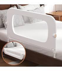 q-miulike baby bed rail for toddlers portable foldable 27 height adjustable travel toddler bed rails easy to install suitable for full king queen twin bed sizes (grey 47 inch, 1 piece)