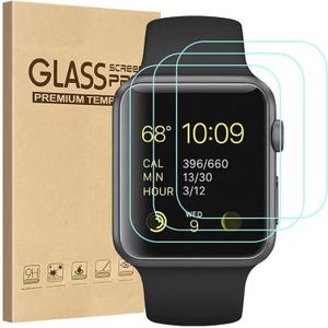Tourist [3 Pack] Compatible for Apple Watch Tempered Glass Screen Protector 42mm Series 3/2 / 1, 9H Hardness, Anti-Fingerprint, Anti-Bubble Easy Installation [Only Covers The Flat Area (3 Pack)