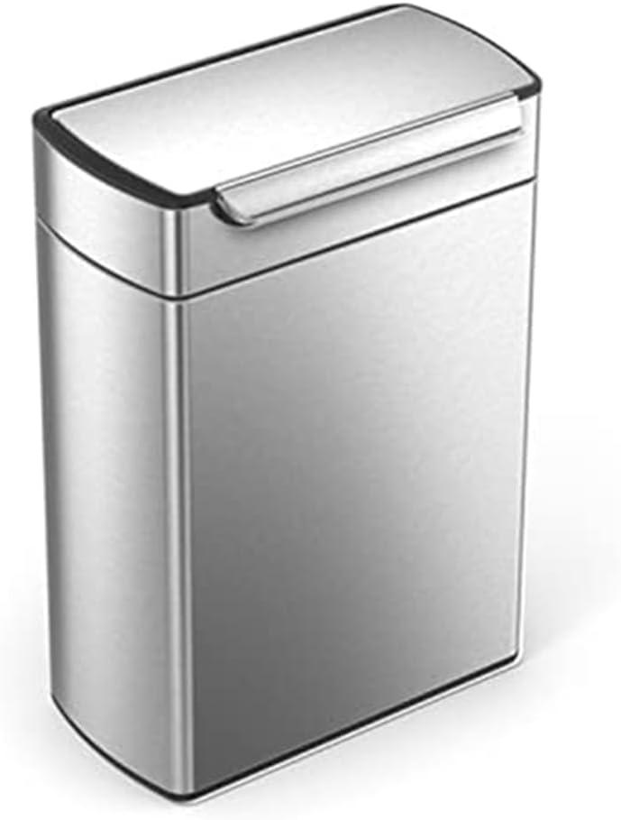 simplehuman 48 Liter / 12.7 Gallon Touch-Bar Dual Compartment Kitchen Recycling Trash Can, Brushed Stainless Steel