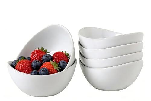 Cereal Bowls Set of 6, 5.5" Small White Ceramic Bowls, for Ice Cream, Yogurt, Cereal, Soup, Dipping Sauces, Appetizer, Stackable Essential Kitchen Bowls for Everyday Use Microwave & Dishwasher Safe