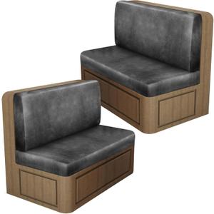 Leather Look RV Dinette Cushion Covers, Stretch Camper Cushion Slipcovers for Travel Trailer Couch RV Booth Seat, Replacement Camper Sofa Chair Protector (2 Backrest Cover & 2 Bench Cover,Light Grey)