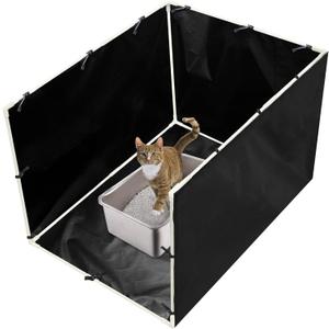Bhyhok Cat Litter Box Enclosure Splash Guard, Large, Black, Easy to Clean, 22.8"x28.7"x17.3"