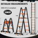 SINMEIRUN Telescoping Ladder, 12.5 FT, A Frame, Aluminum Extension Ladder, 330 lbs Capacity, Collapsible Multi-Purpose Ladder for Home, Roof and RV; Orange