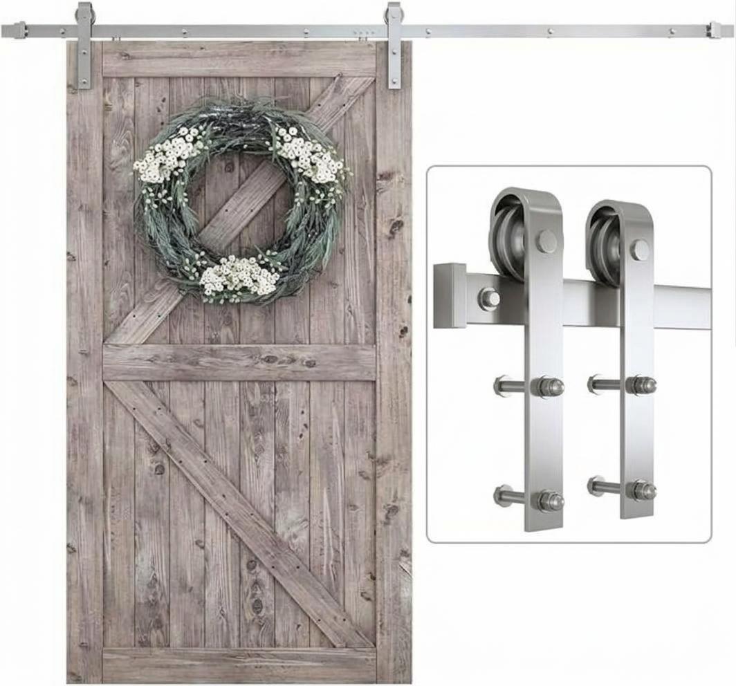 SMARTSTANDARD 8.2 FT Barn Door Hardware Kit -Fits 48" Wide Door Panel
Sliding Barn Door Track, Smooth and Quiet, Easy to Install, Includes Step-by-Step Installation Instructions (J Shape Hanger)