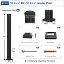 BLIKA 1 Pack 2.56 in. x 2.56 in. x 39 in. Aluminum Deck Railing Post with Screws, Porch and Deck Railing Post, Matte Black Aluminum Post for Decks, Stair, Balconies, Porches & Fencing