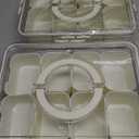 Divided Snack Serving Tray with Lid and Handle Travel Snackle Charcuterie Container Portable Storage Organizer for Candy, Fruits, Nuts, Snacks, Party, Picnic 2 Packs White