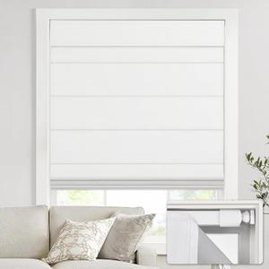 No Drill Cordless Roman Shades, 38×64 in, Room Darkening White | Install easily without drilling holes or damaging walls, perfect for renters and quick window upgrades.