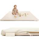 Stylish Padded Baby Play Mat for Your Boy or Girl - Extra Thick & Super Soft Vegan Leather Floor Mat Creates A Safe Play Area for Little Ones - A Beautiful Playmat That Fits Nicely Into Any Playroom (Beige)