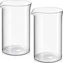 Maxdot 2 Pcs 12 oz French Press Replacement Glass Universal Replacement Beaker for French Press Tea and Coffee Makers Borosilicate 3.3 Glass Spare Carafe