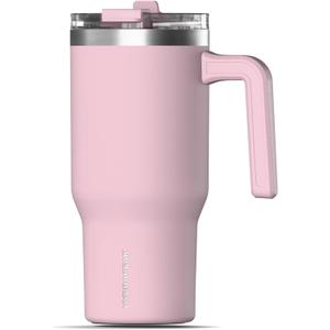 Hydrapeak Voyager 25 Oz Stainless Steel Tumbler with Handle, Insulated Water Bottle With Straw & Lid, Cupholder Friendly Reusable Travel Mug (Baby Pink)