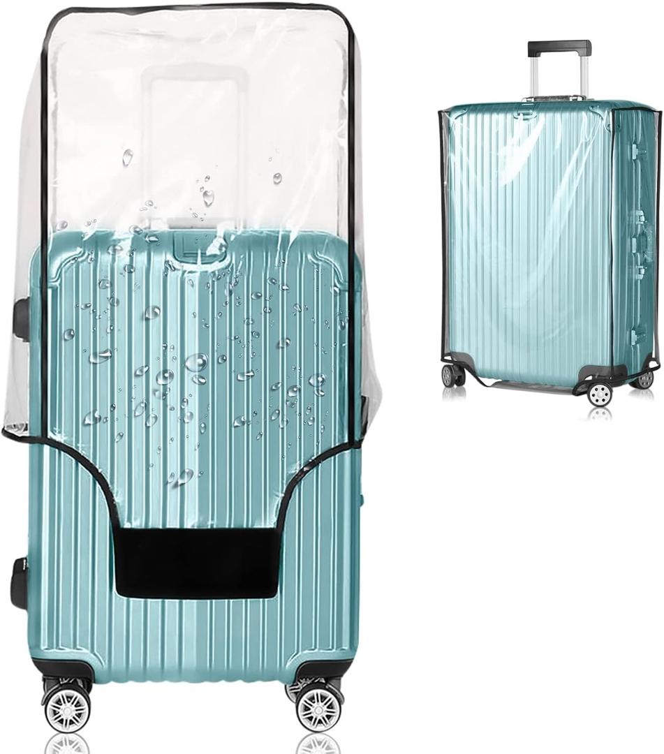 Suitcase Covers for Luggage TSA Approved Clear PVC Luggage Protector Cover, Thick Transparent Waterproof Sleeve with Large Hook and Loop Closure, Fits 26" Wheeled Suitcases