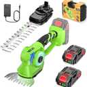 Cordless Hedge Trimmer, 2-in-1 Hedge Trimmer, Ultra Long Battery Life with Battery*2, high-Power and high-Capacity Grass Trimmer for Gardens, Yards and lawns, Including Charger (green-black)