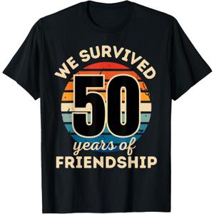 Celebrating 50 YEARS OF FRIENDSHIP Funny Group Matching T-Shirt (M, Black)