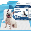 Basics LeakProof Dog and Puppy Potty Training Pee Pads with QuickDry 5Layer Super Absorbent Design, Regular Size 22 x 22 inch, Blue & White, 100 Count